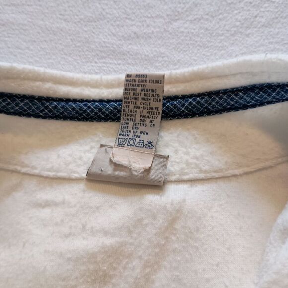 Vintage Koret Fleece Pullover XL Embroidered Hearts Stars Nordic Boho 90s - Picture 7 of 7